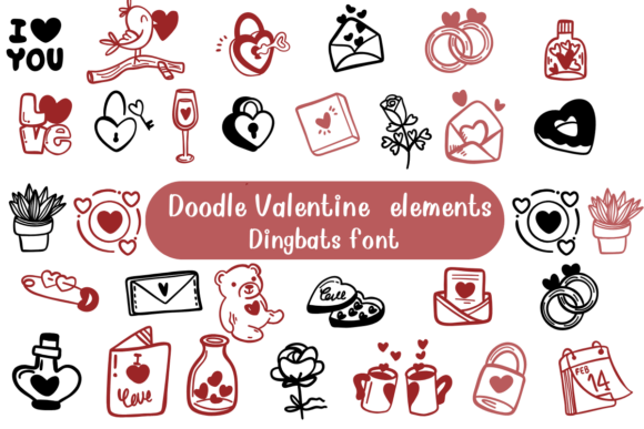 Doodle Valentine Elements Font